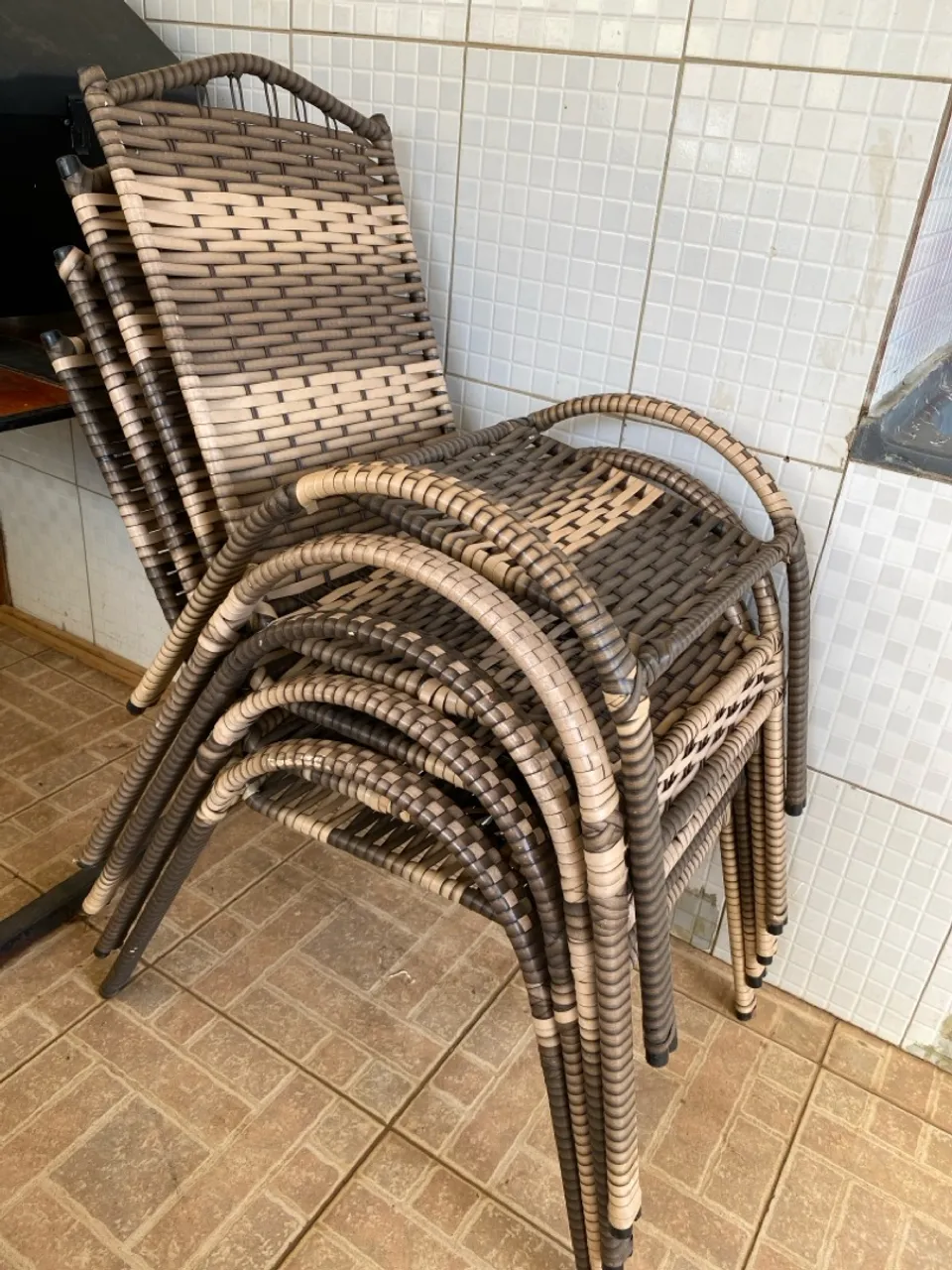 Conjunto de Cadeiras de Vime para Área Externa - Empilháveis