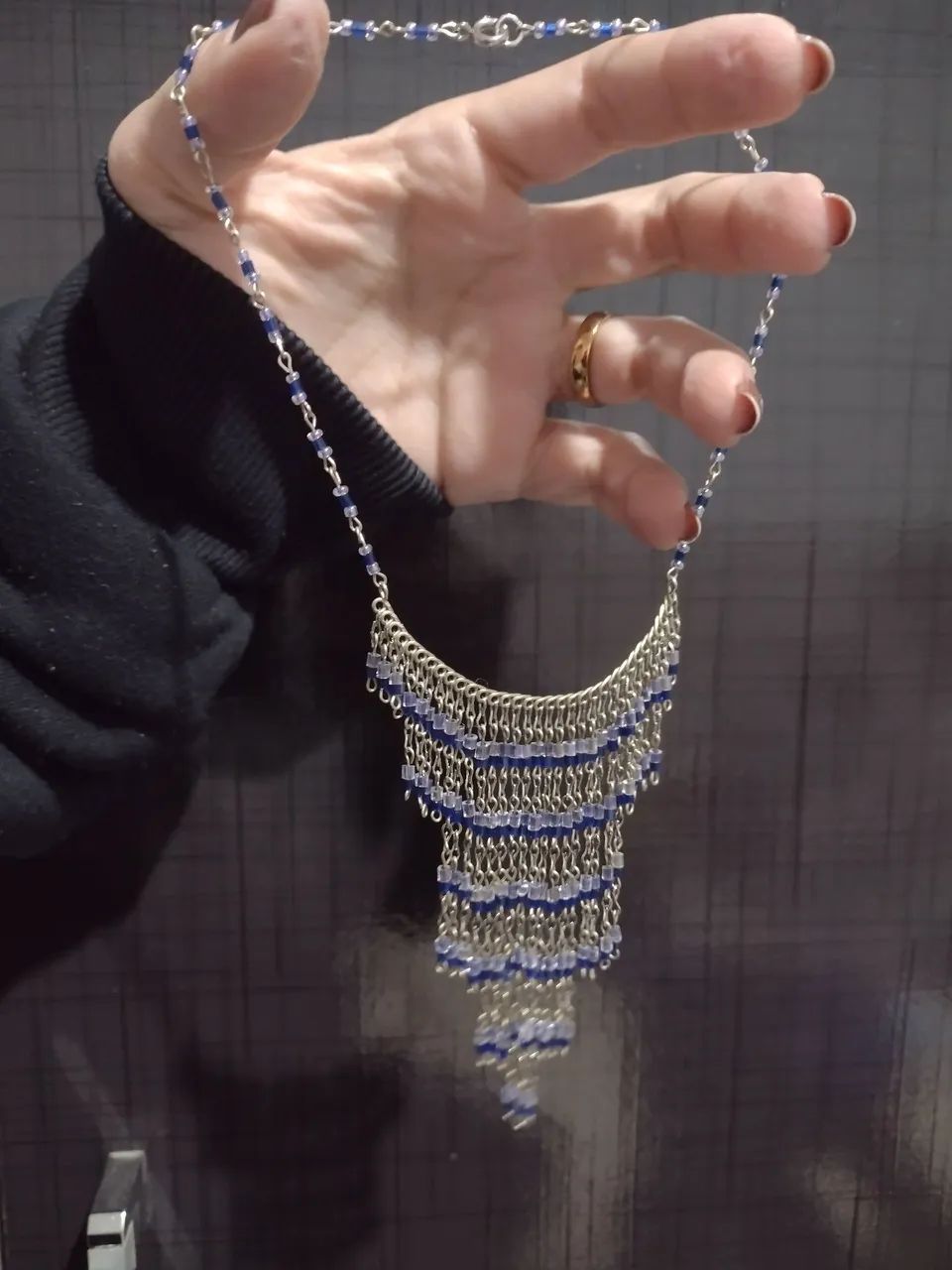Colar feminino com franjas e miçangas- estilo boho elegante - Foto 2