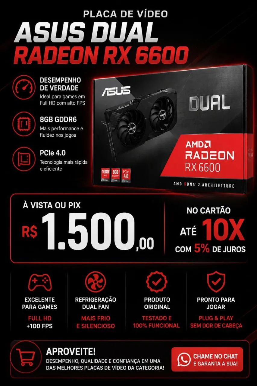 Placa de vídeo RX 6600 8gb