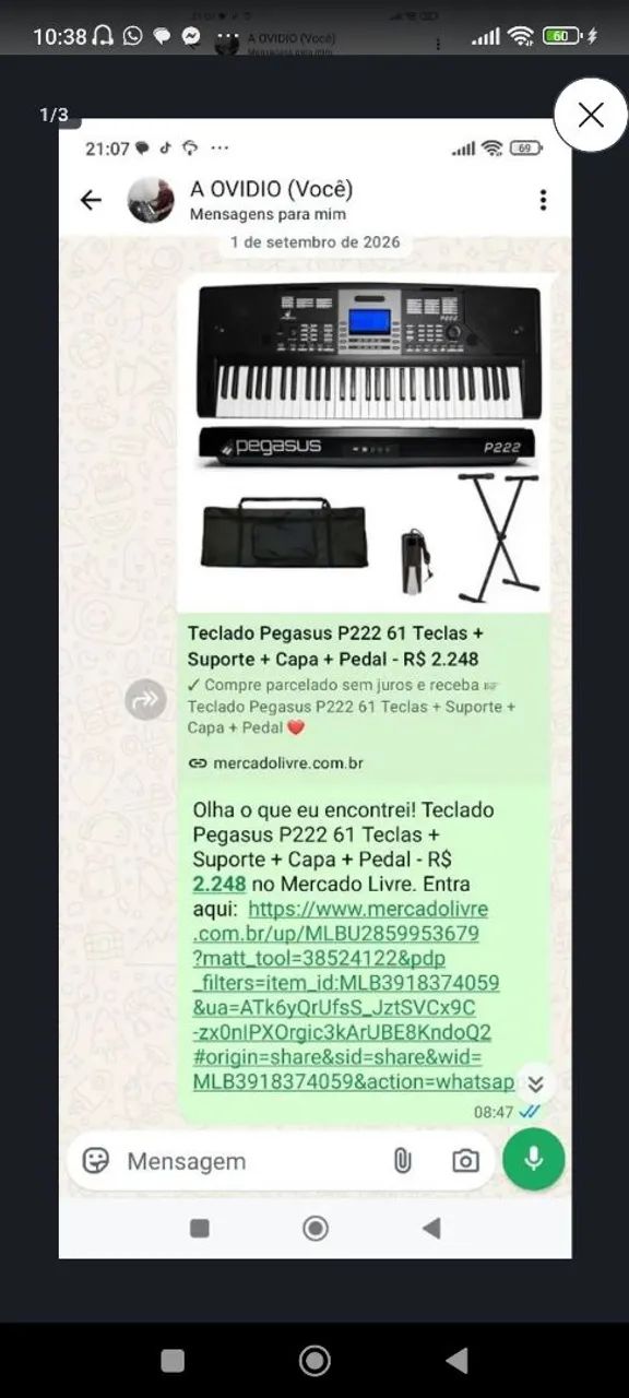 TECLADO MUSICAL PEGASUS 222 PROFISSIONAL  - Foto 2