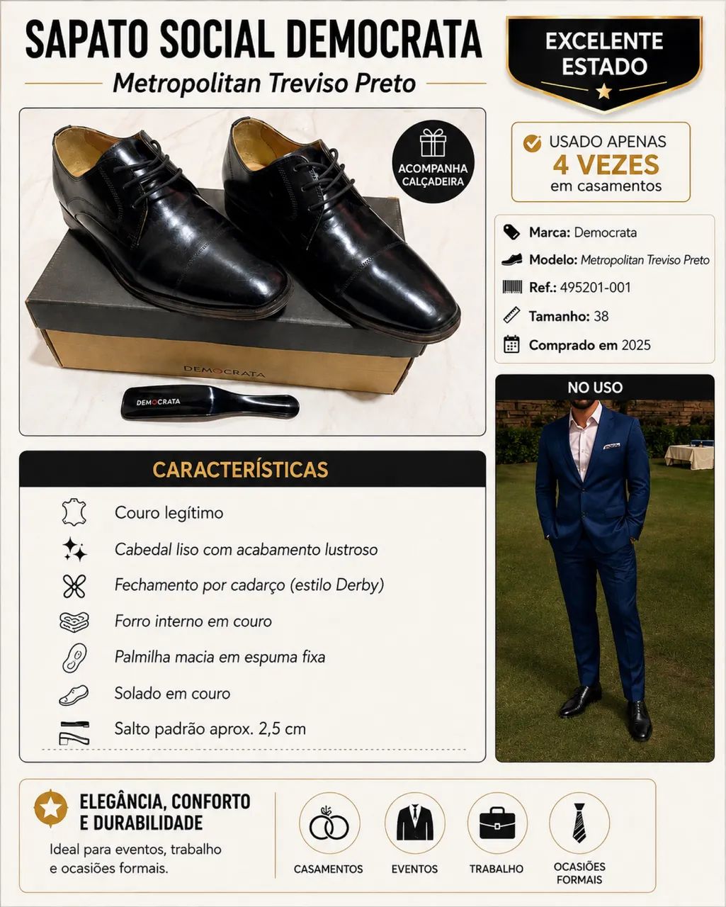 Sapato Social (Estilo Derby)