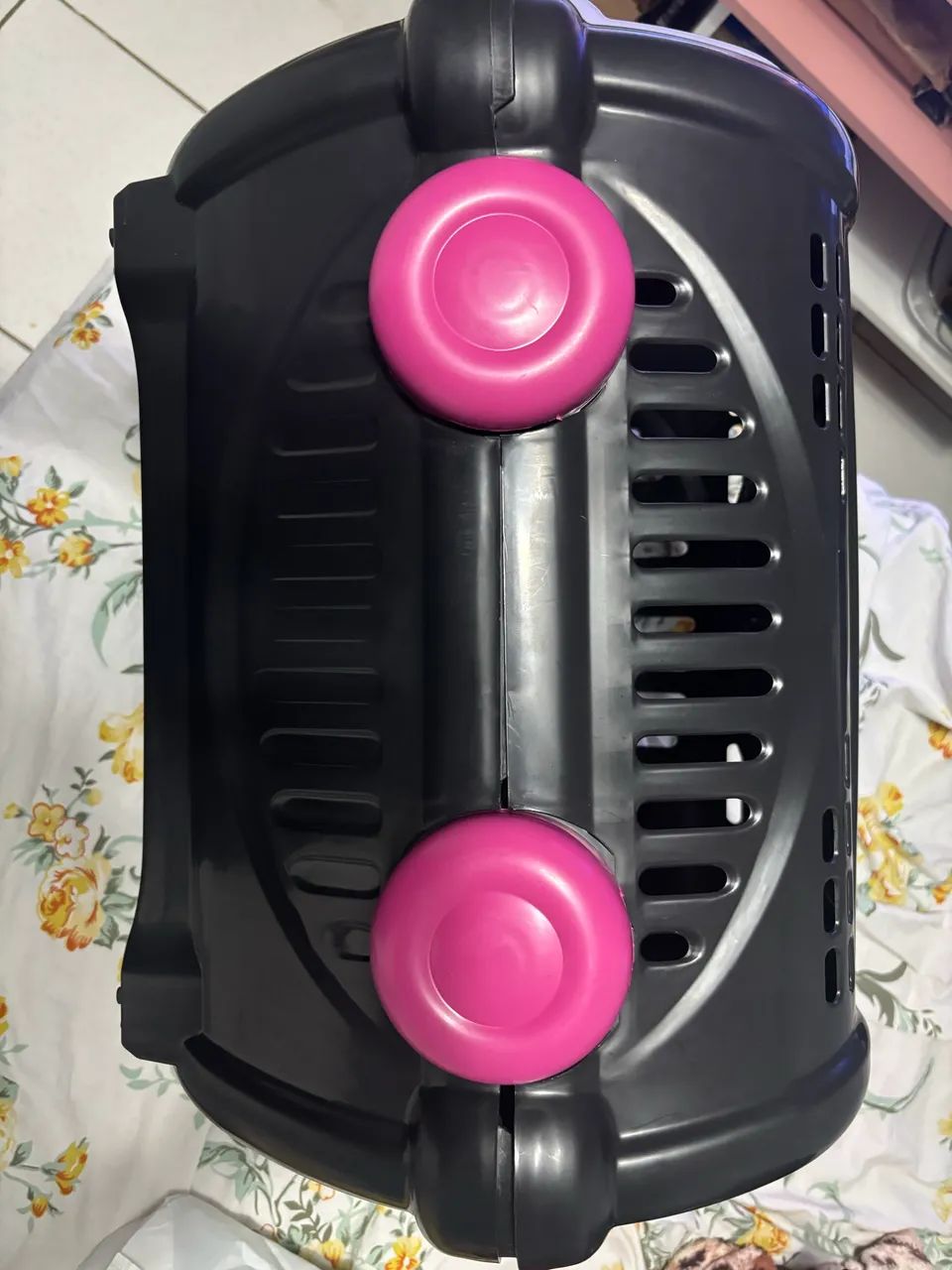 Caixa de transporte luxo rosa e preto- pet 