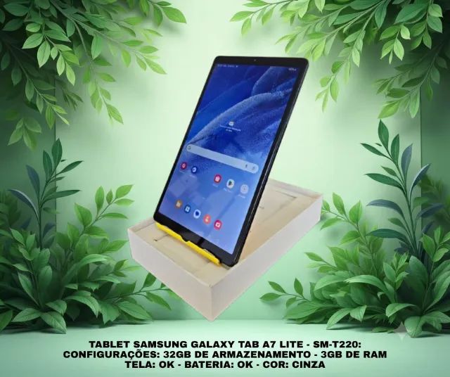 ? SAMSUNG GALAXY TAB A7 LITE - 32GB DE ARMAZENAMENTO - 3GB DE RAM - CINZA