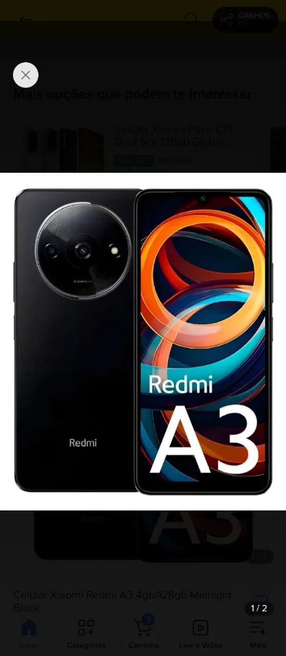 CELULAR XIAOMI REDMI A3 BR 128GB PRETO