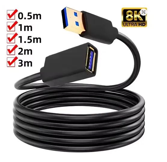 Cabo Extensor USB 3.0 2.0, Fio de Transferência Rápida de Dados, /1.5m 
