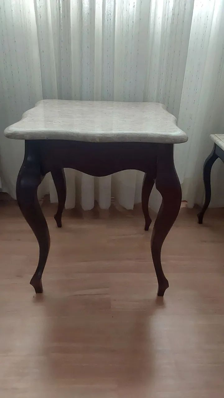 CONJUNTO DE 4 MESAS CLÁSSICAS COM MÁRMORE NATURAL ? R$ 2.400 - Foto 2