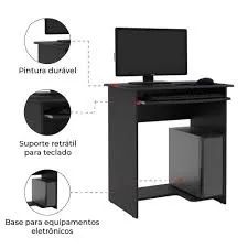 Mesa de Computador Prática Preto EJ Moveis - Entrega Rápida!  - Foto 2