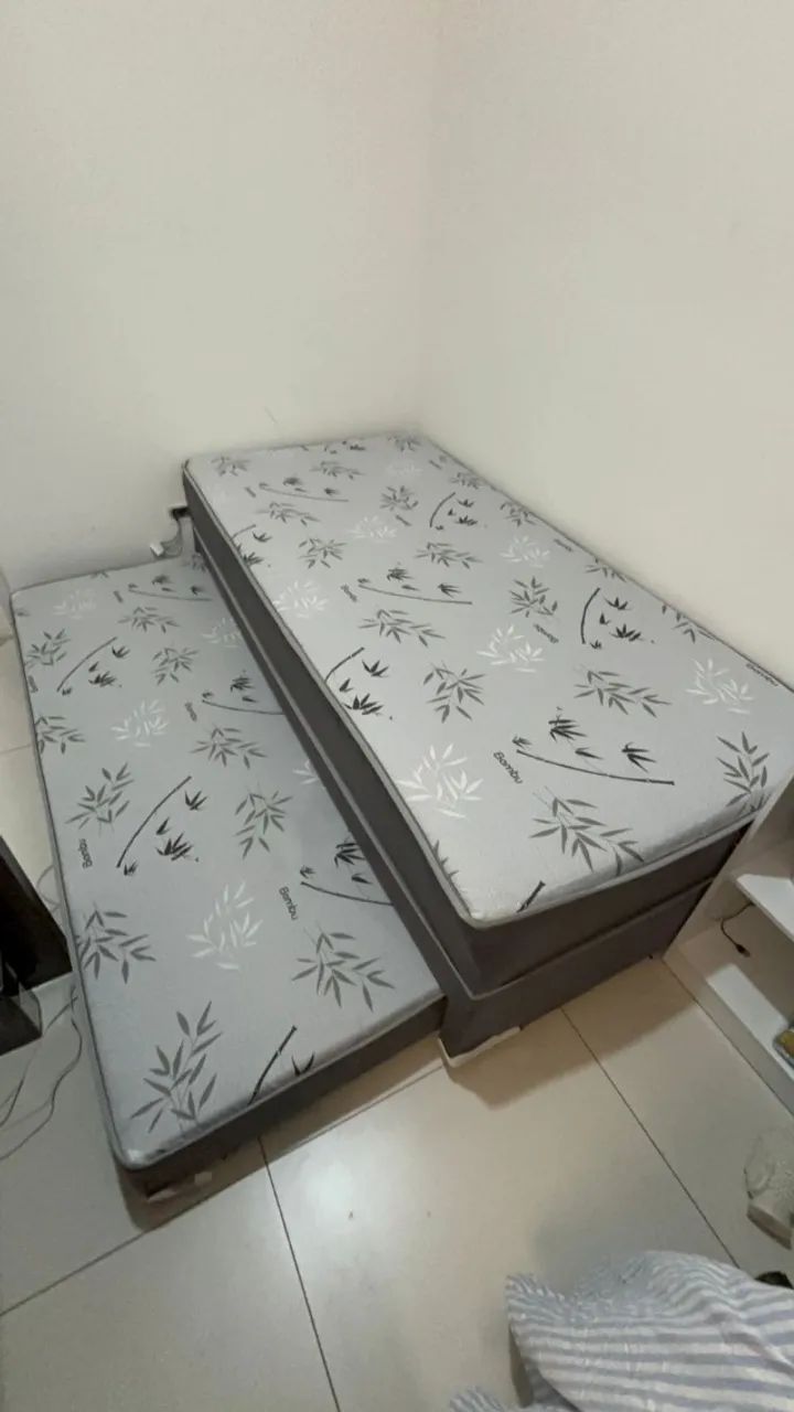cama box de solteiro conjugada com cama auxiliar