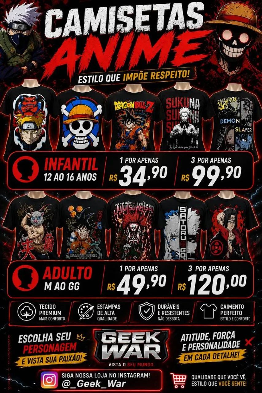 Camisetas Anime personalisadas 