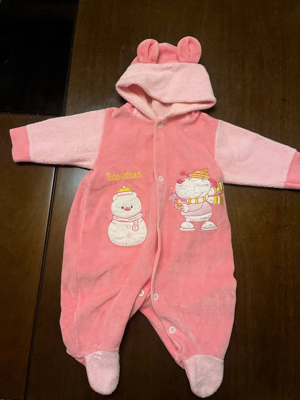 Macacão Rosa em plush para bebê RN - Foto 4
