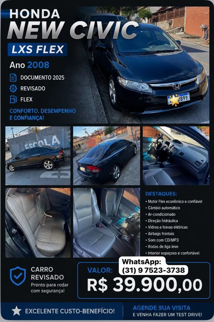 Honda Civic Civic Sedan LXS 1.8/1.8 Flex 16V Aut. 4p 2008