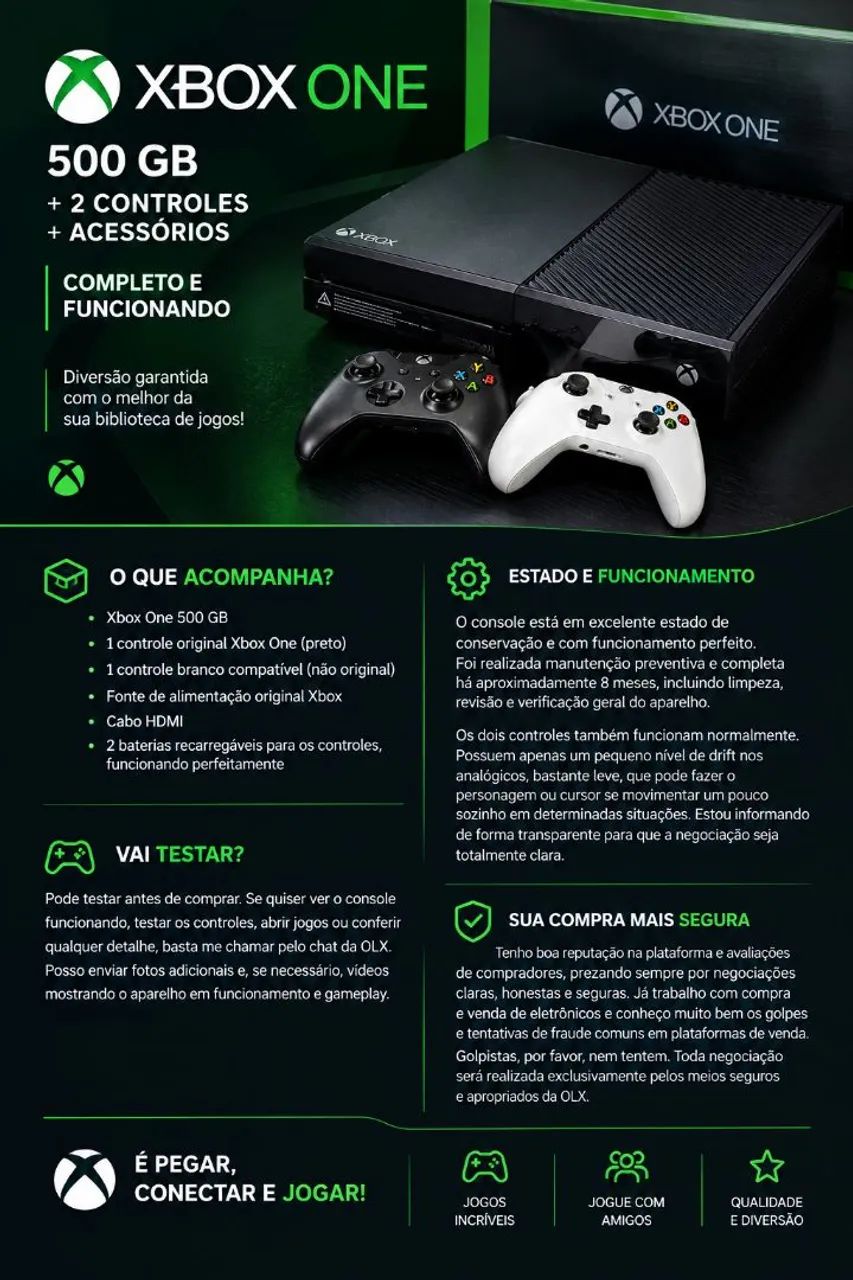 XBOX One com Controles e Acessórios - Foto 5