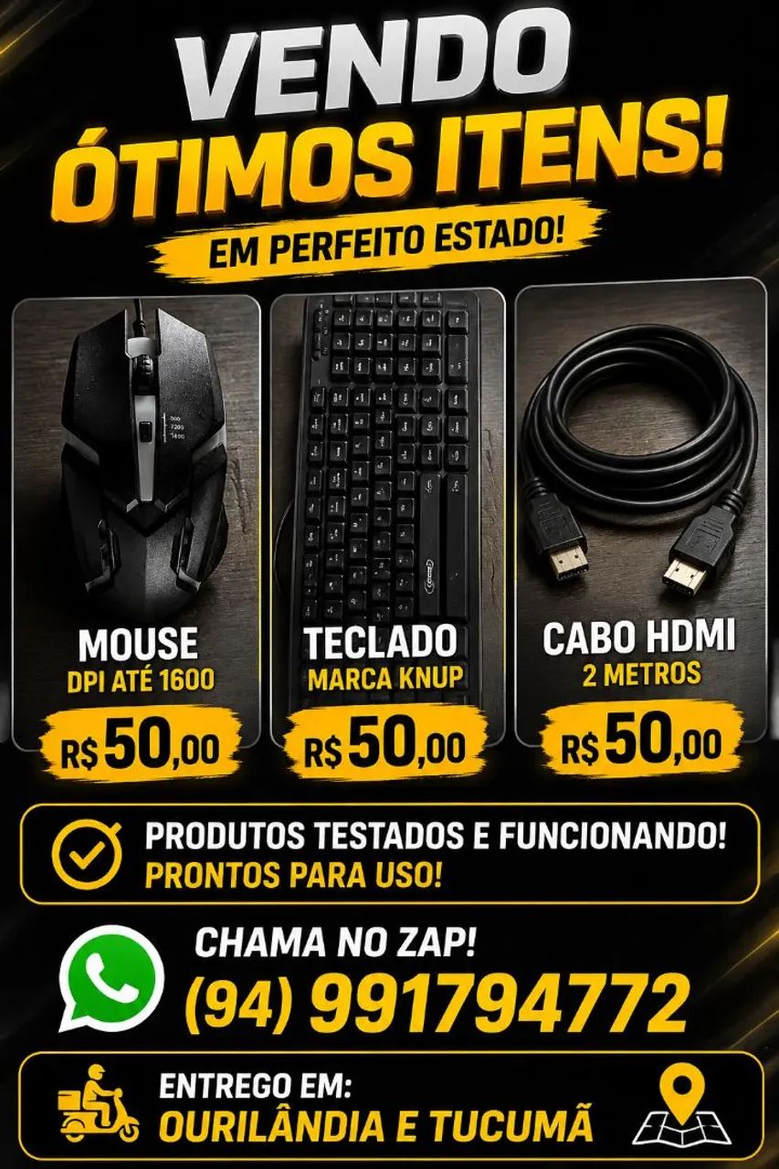 Vendo teclado ? / mouse ? / e cabo HDMI ?