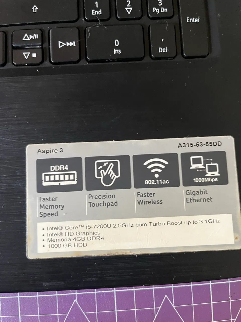 Notebook Acer Aspire 3, i5 com defeito 