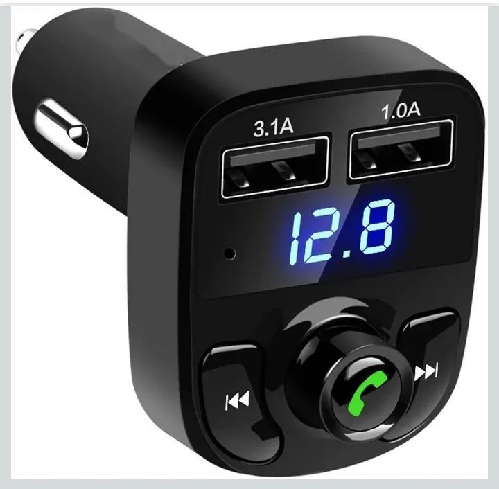 Adaptador carro Bluetooth multifuncional, USB, SD, carregador de celular e transmissor FM.