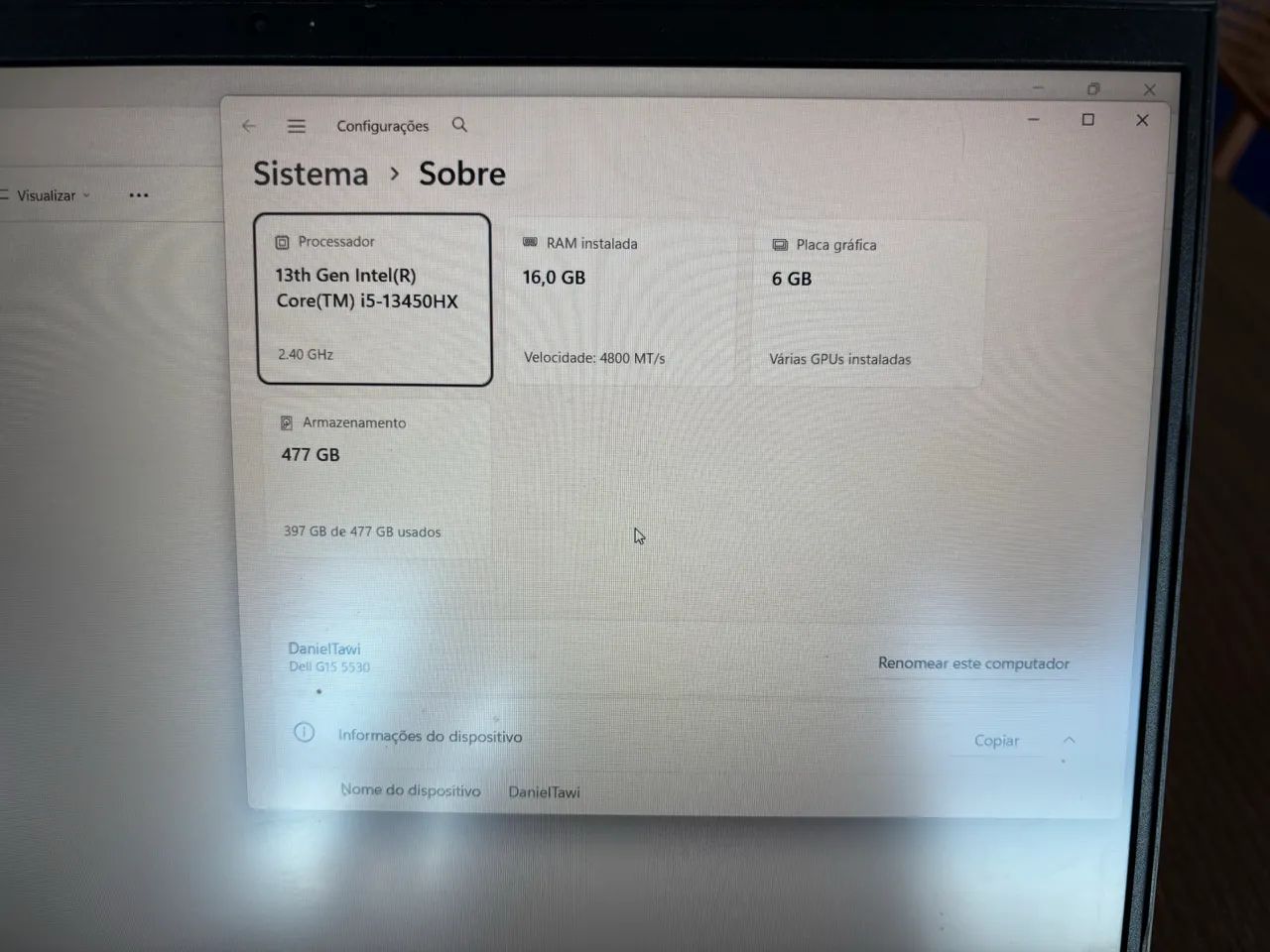 Notebook Dell G15 RTX3050 i5 1350HX - Foto 4