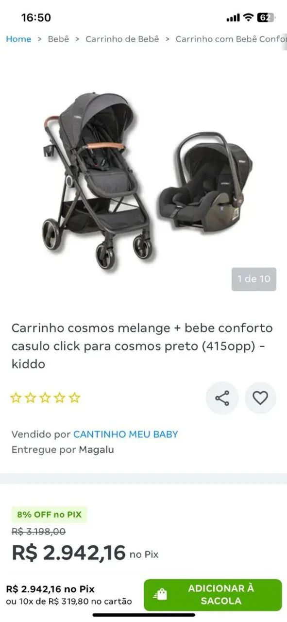 Carrinho de bebê Kiddo + Bebê conforto - Foto 2