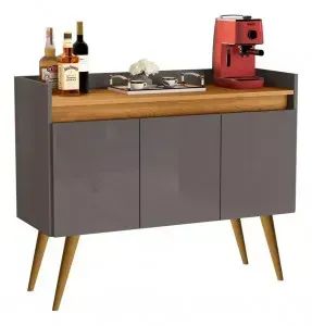 Buffet Gold com 3 portas Cinza/Mel