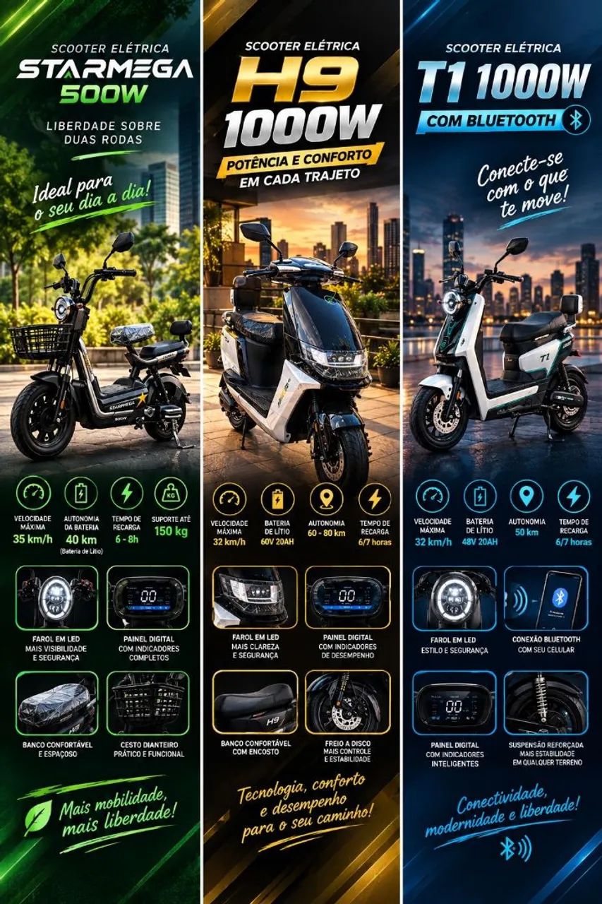 Scooter Elétricas 1000w e 500w