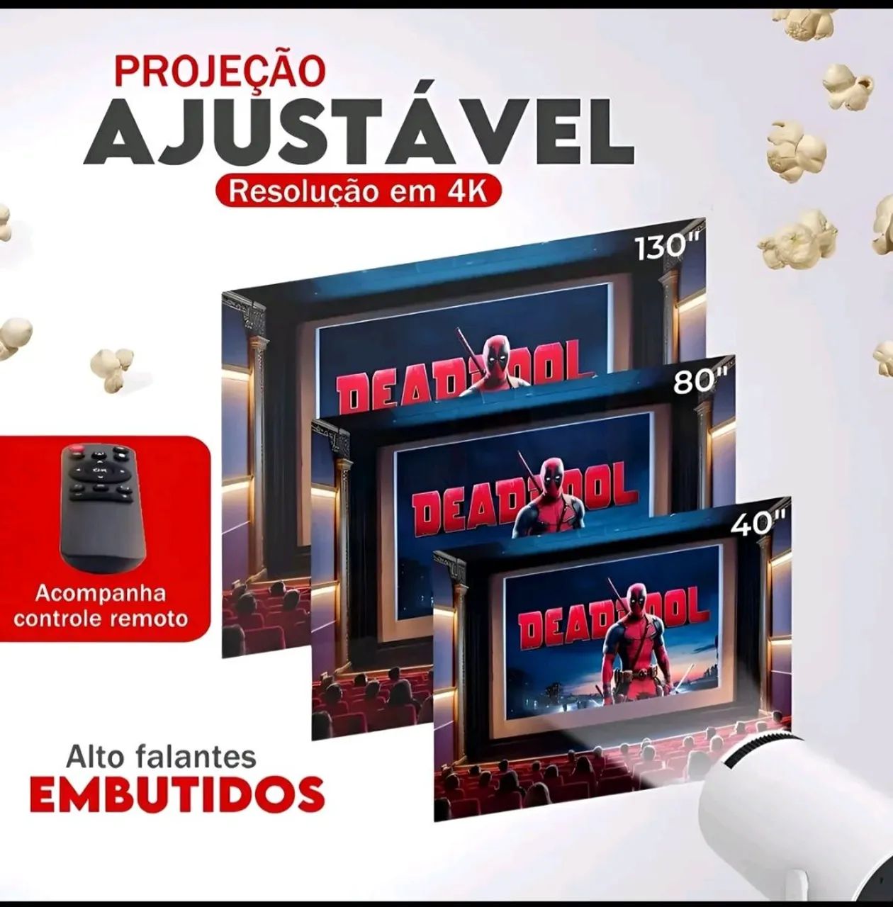 Projetor 4k | HD | 150 POLEGADAS | celular | TV | xbox | ps5 | PC | wifi | Bluetooth  - Foto 5