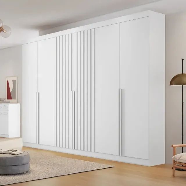 Guarda Roupa Com 6 Portas Guarani Ripado no Branco 