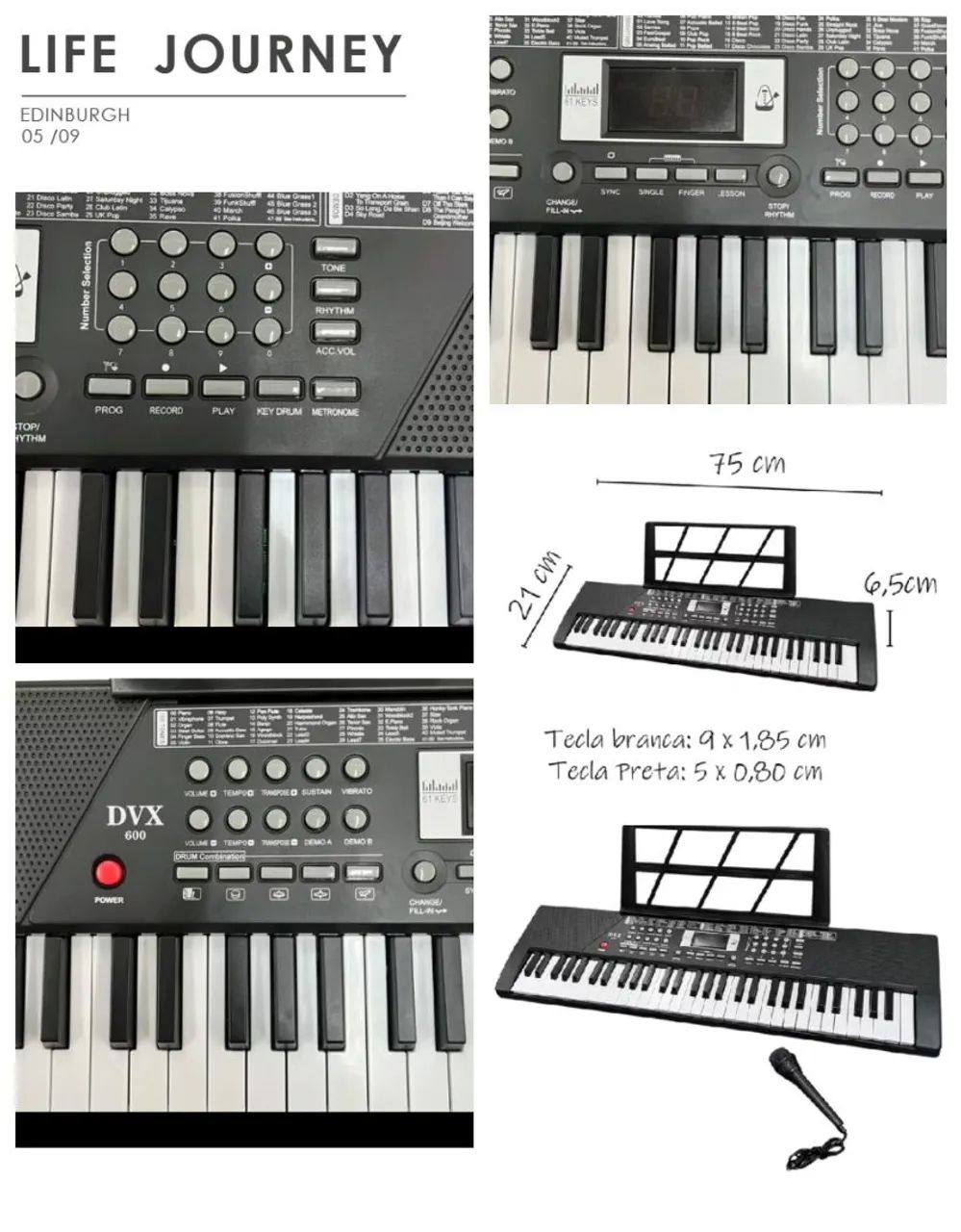 Teclado musical DVX600 bivolt 61 teclas