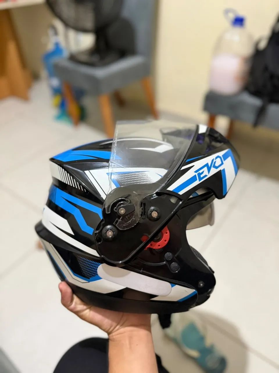Capacete Attack EVO Articulado Preto/Azul - Peças para motos