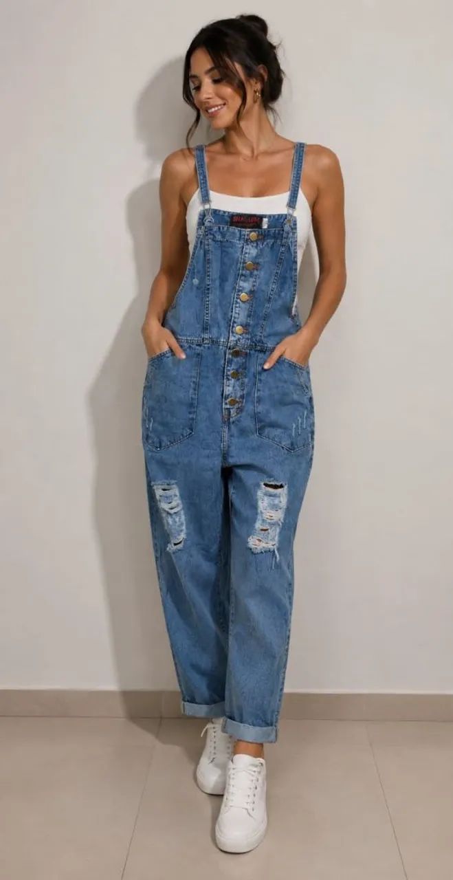 Jardineira jeans