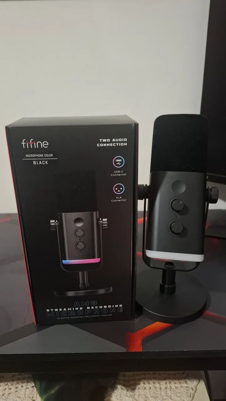 Microfone Fifine Usb/xlr Am8 Dinâmico Cardioide Cor Preto