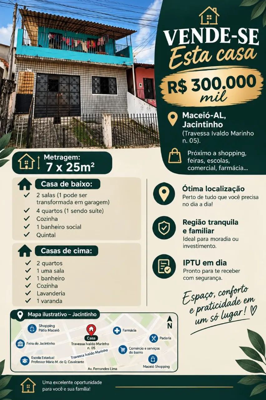 Casa a venda no bairro do Jacintinho em Maceió 