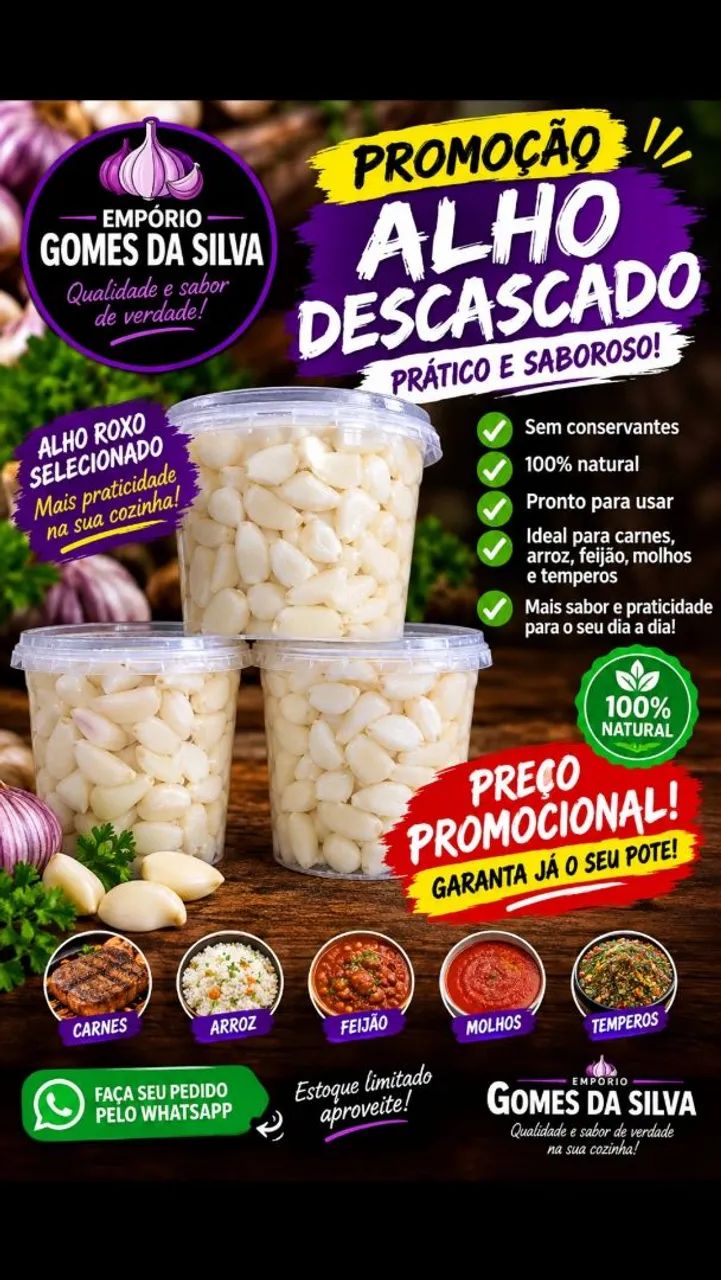 Alho roxo descascado - Foto 3