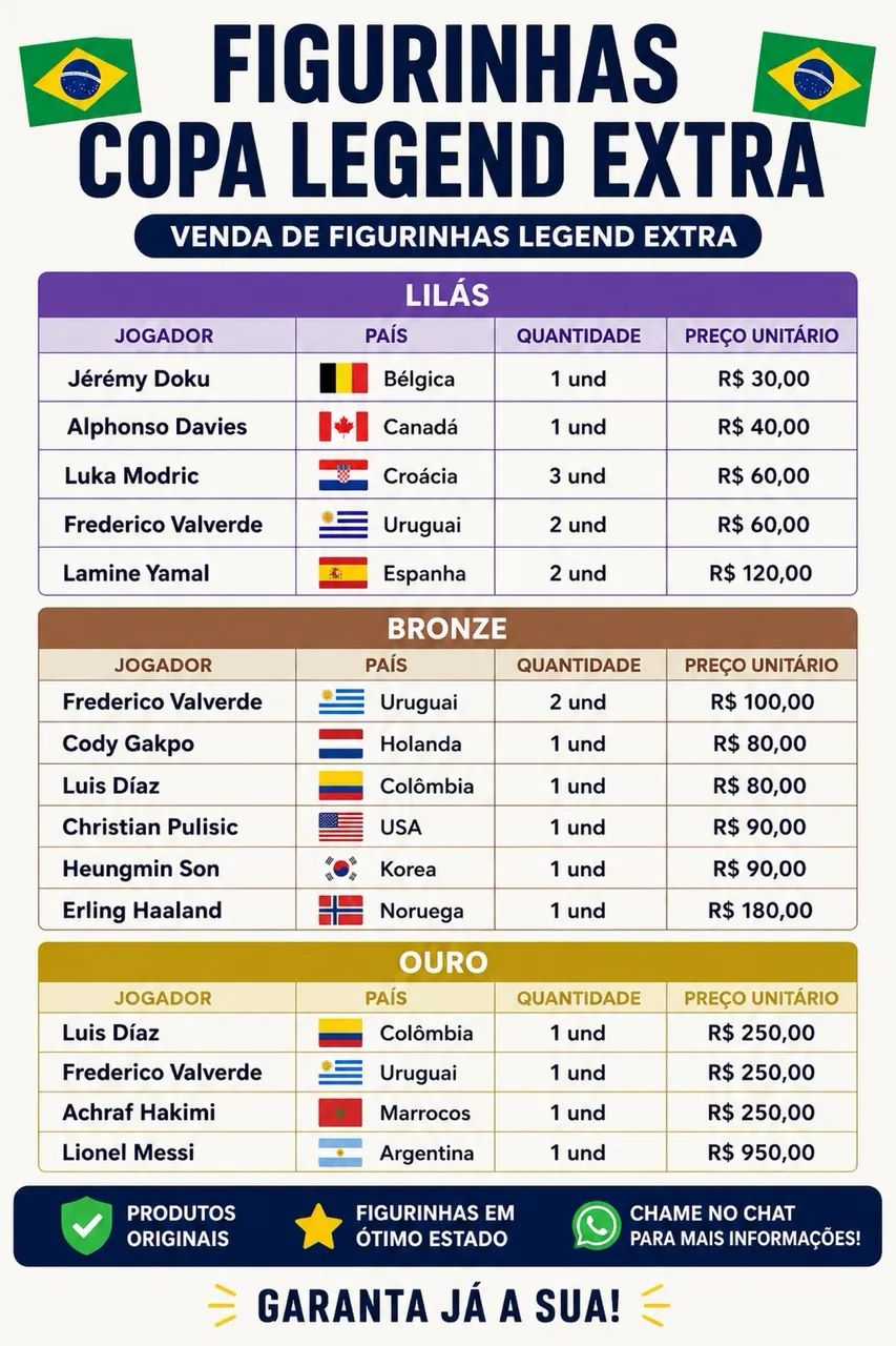 Figurinhas legends da compra do mundo 2026 original  - Foto 2