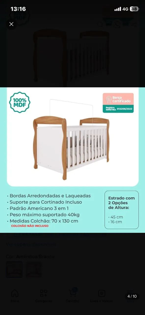 Berço americano com colchão  - Foto 2