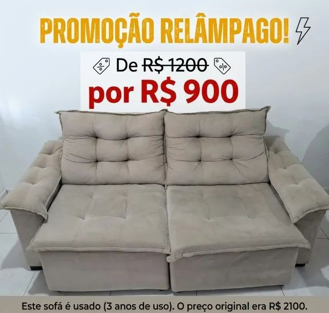 Sofá Tufo Retrátil Reclinável