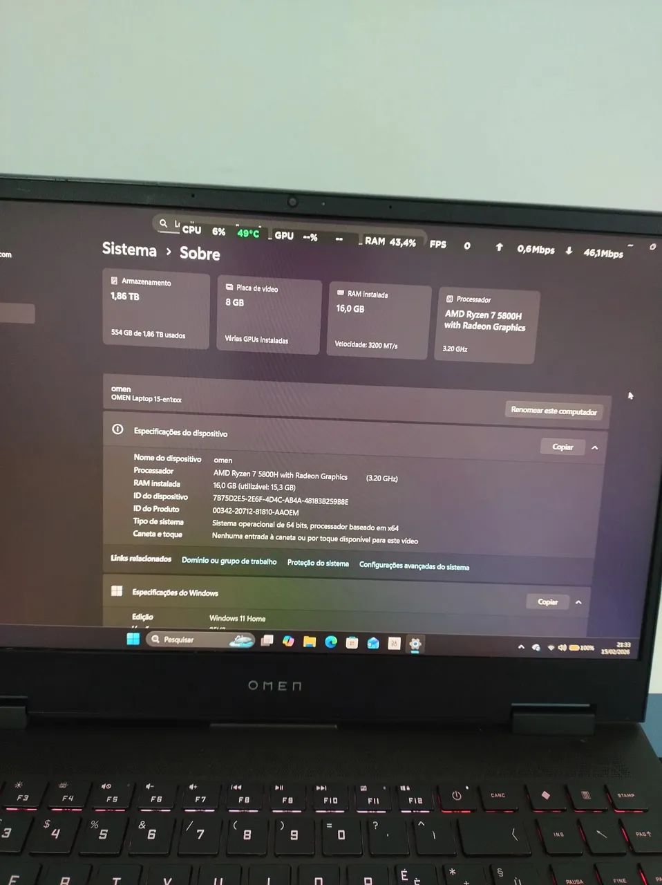 Notebook gamer Hp omem rtx 3070/ 2 terá mvme  - Foto 3