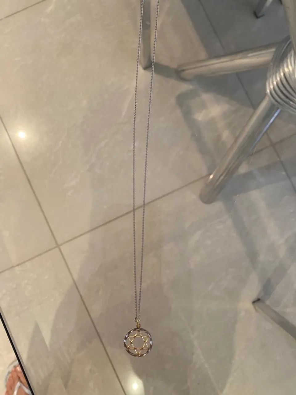 Corrente de Ouro Branco( Com pingente em ouro)