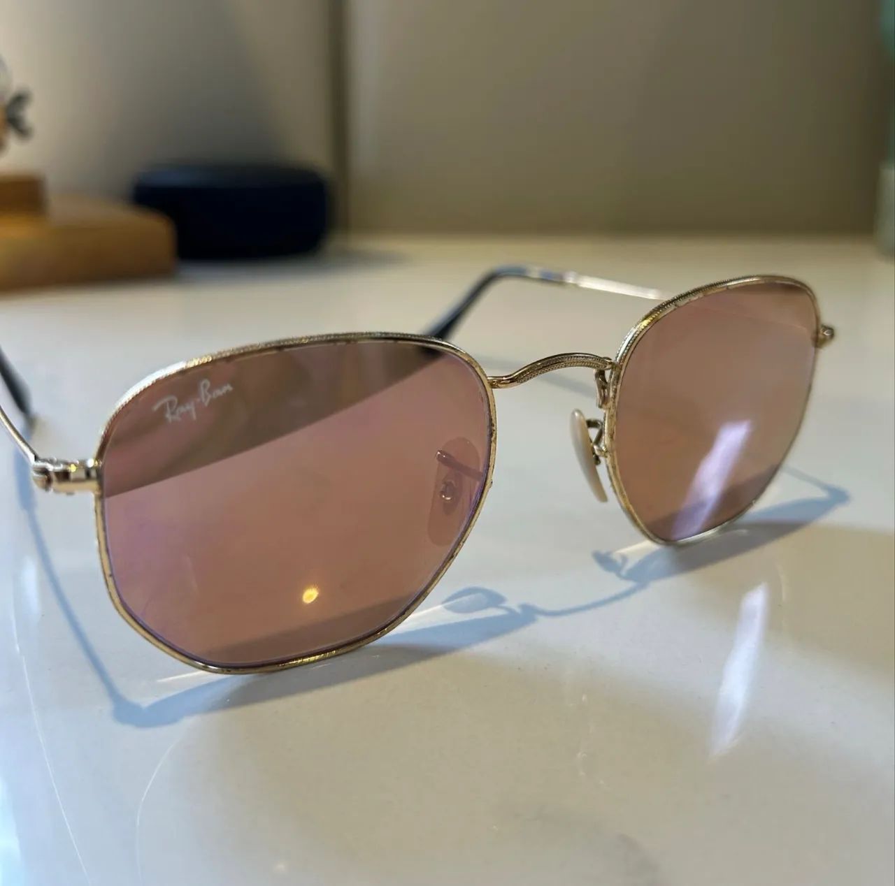 ÓCULOS RAY BAN ORIGINAL HEXAGONAL ROSÉ (USADO) - Foto 2