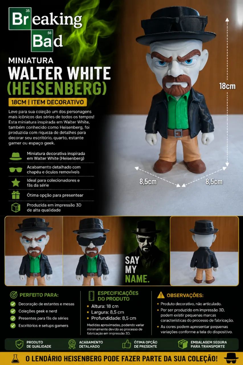 Miniatura Walter White (Heisenberg) - 18cm | Item Decorativo Colecionável - Foto 2