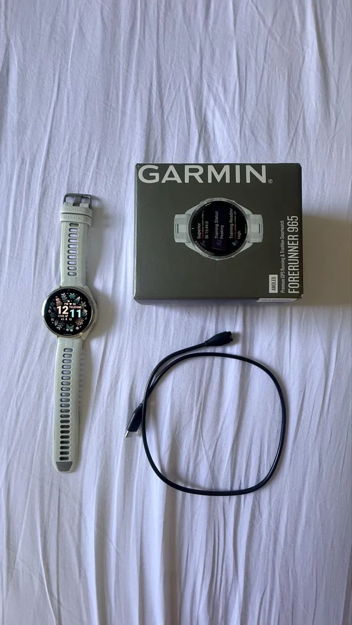 Garmin Forerunner 965 Branco - GPS, AMOLED + Carregador - Foto 3