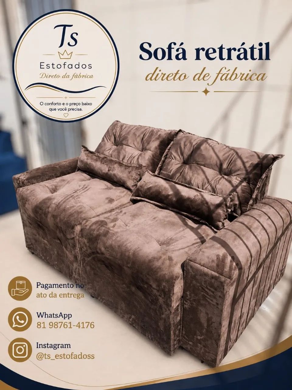 SOFÁ RETRÁTIL 2 OU 3 LUGARES..