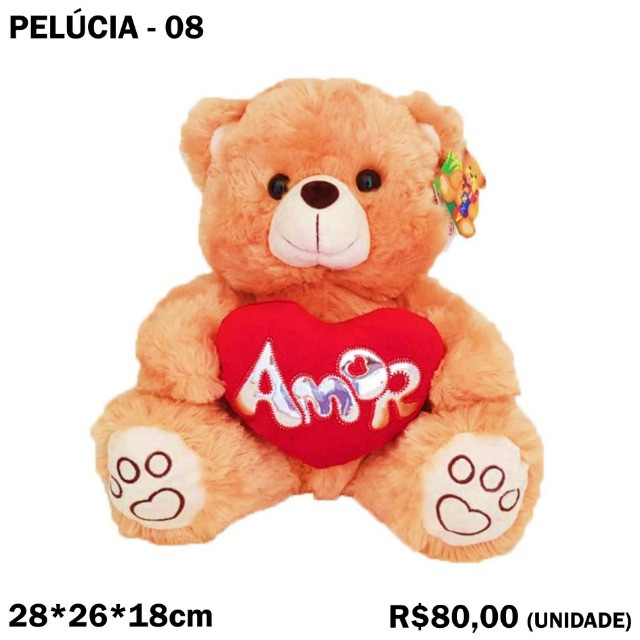 Urso com Coração Amor de Pelúcia