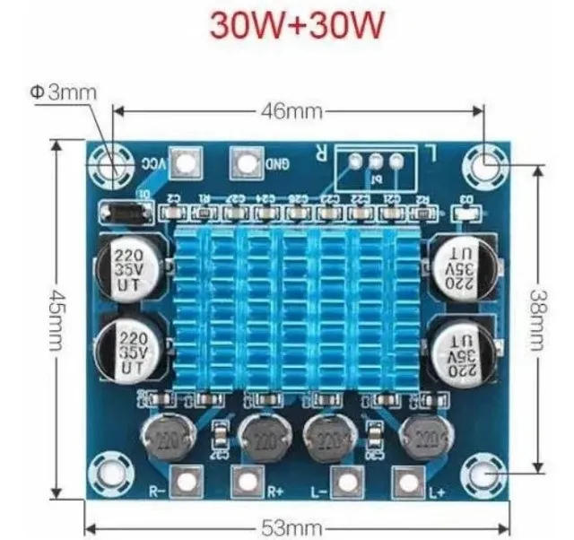 Amplificador Placa De Audio Tpa3110 Xh-a232 Stereo 2 X 30w Arduino Automação COD-AM368