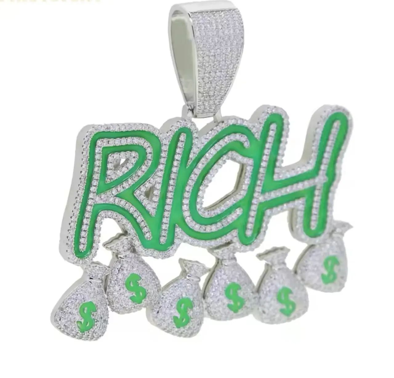 Pingente Rich + corda de aço 