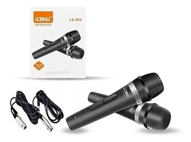 Kit com 2 Microfones Profissionais Lelong LE-904 - Preto Loja Coimbra Computadores Entrega - Foto 3