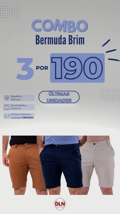 ALERTA PROMOÇÃO! BERMUDA BRIM C/ LYCRA 