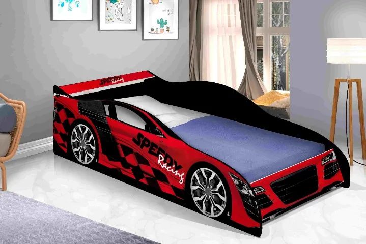 Cama infantil carro, preto, vermelho e azul, frete gratis - Foto 3