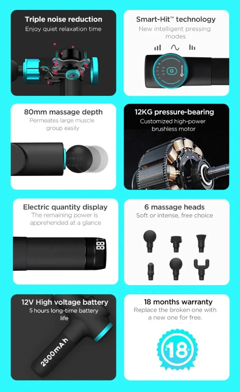 Booster M2 Pistola massageadora com IA Massagem Percursora Profissional - Foto 4
