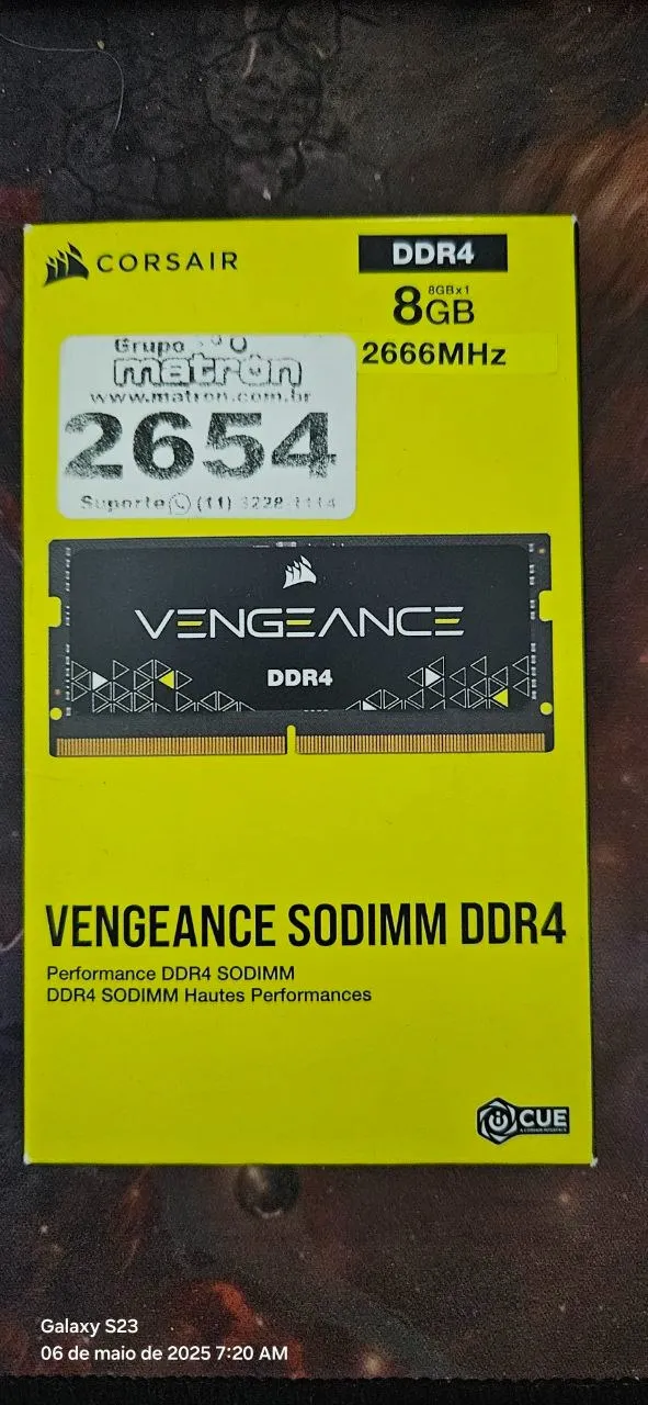 Memória RAM Corsair 8GB ddr4 2666MHz Notebook
