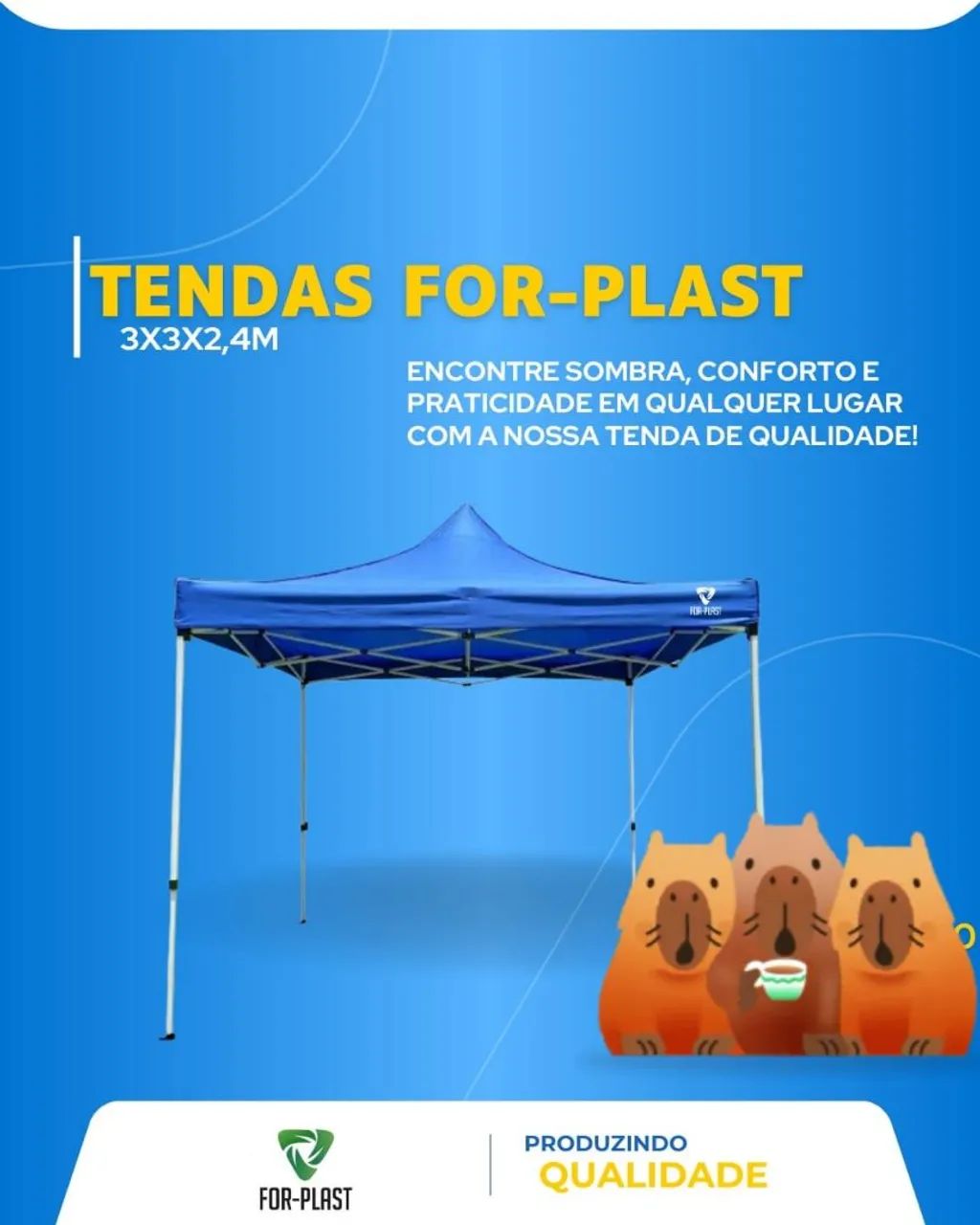Tendas For-Plast 3x3x2,4m - Sombra e Conforto!
