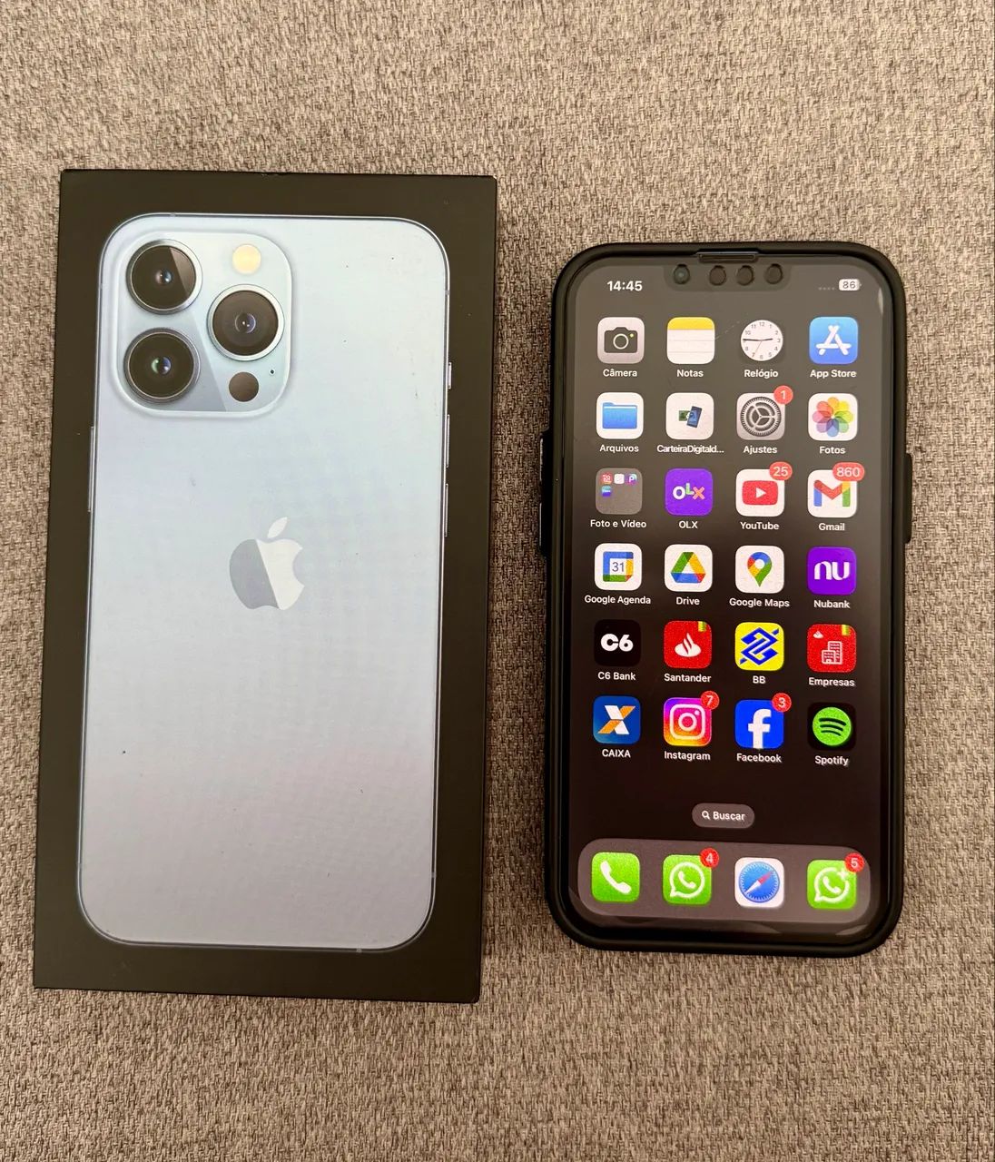 【S】iPhone 13 Pro 256GB 外装新品 BT100% Apple iPhone 13 Pro (256 GB) - Azul Sierra | Amazon.com.br